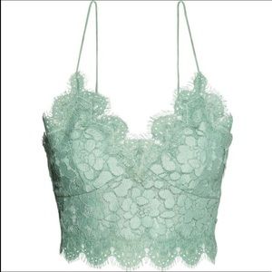 H&M Lace Bustier Top in Mint Green